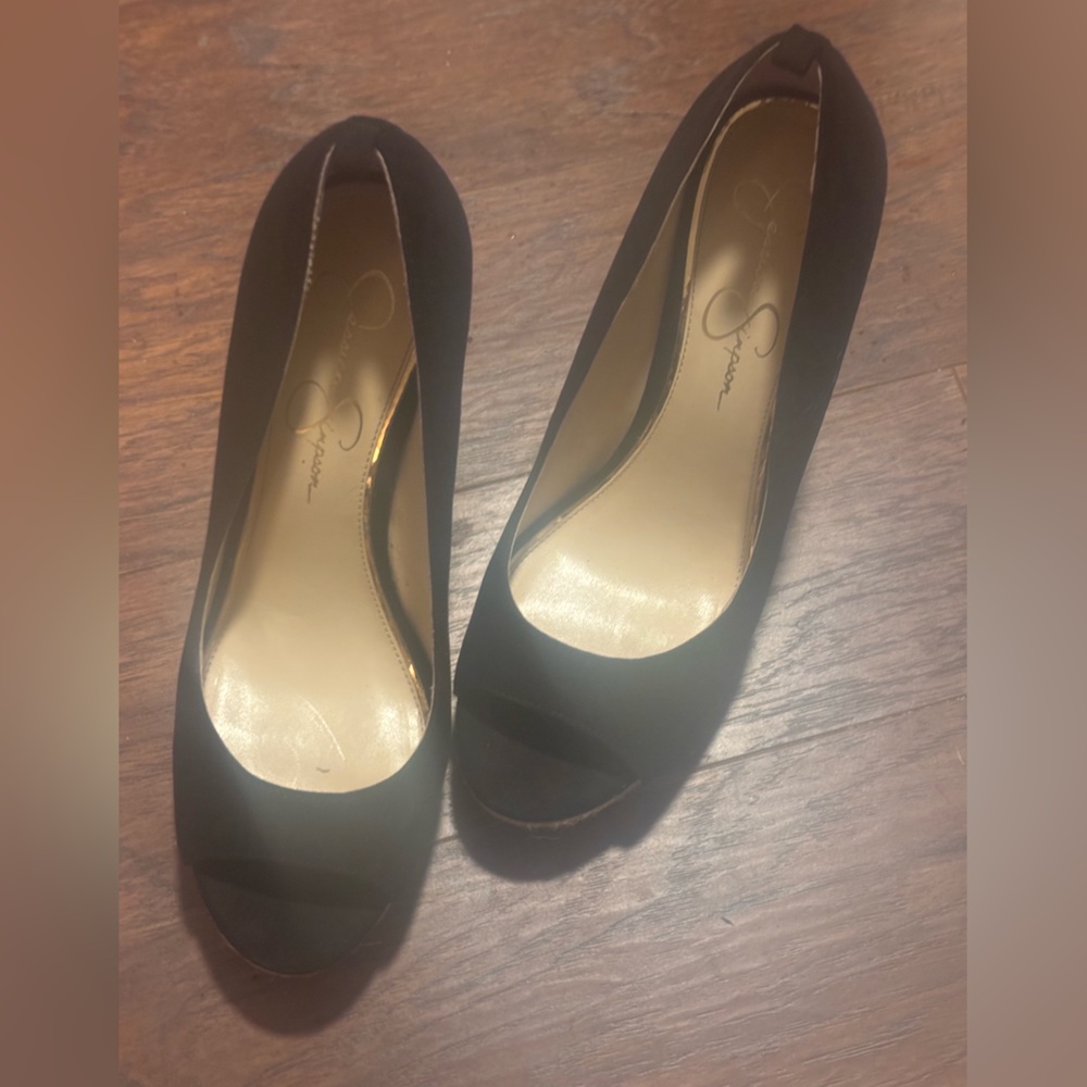 Jessica Simpson Black Espadrille and Wedges Open Toe Size 9.5 Barely Worn